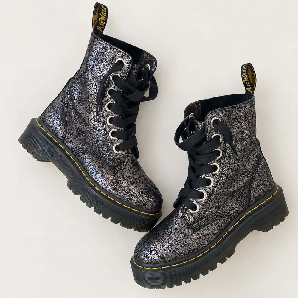 Dr. Martens Molly Metallic Crackle Platform Boots Size US 9 / UK 7 (t)